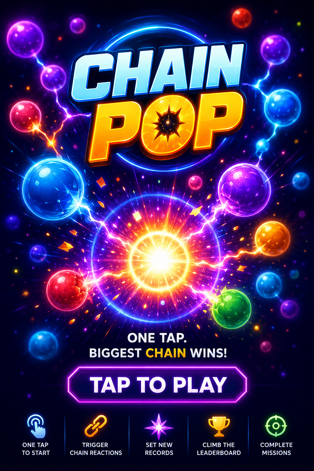 Chain Pop neon chain-reaction artwork